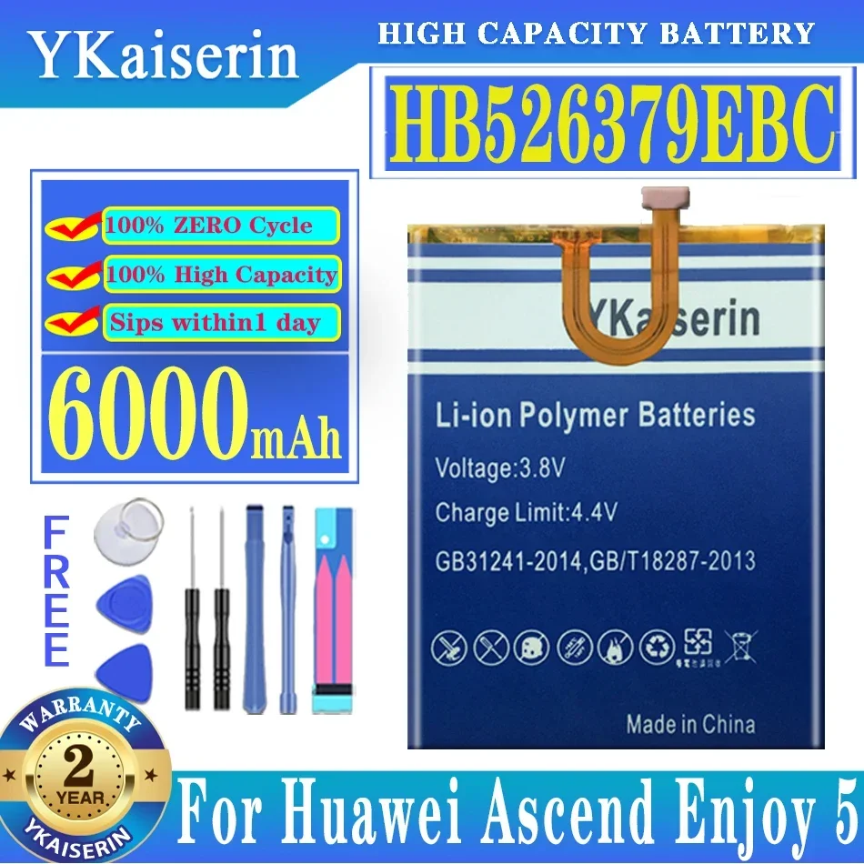 Аккумулятор ykaisin HB526379EBC на 6000 мА · ч для Huawei Y6 Pro Y6Pro Enjoy 5 Honor 4C 4 TIT-L01-CL00 TIT-TL00