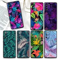 phone case for samsung galaxy s22 s21 s20 fe 5g s7 s8 s9 s10e plus ultra soft silicone case cover beautiful banana leaf flowers