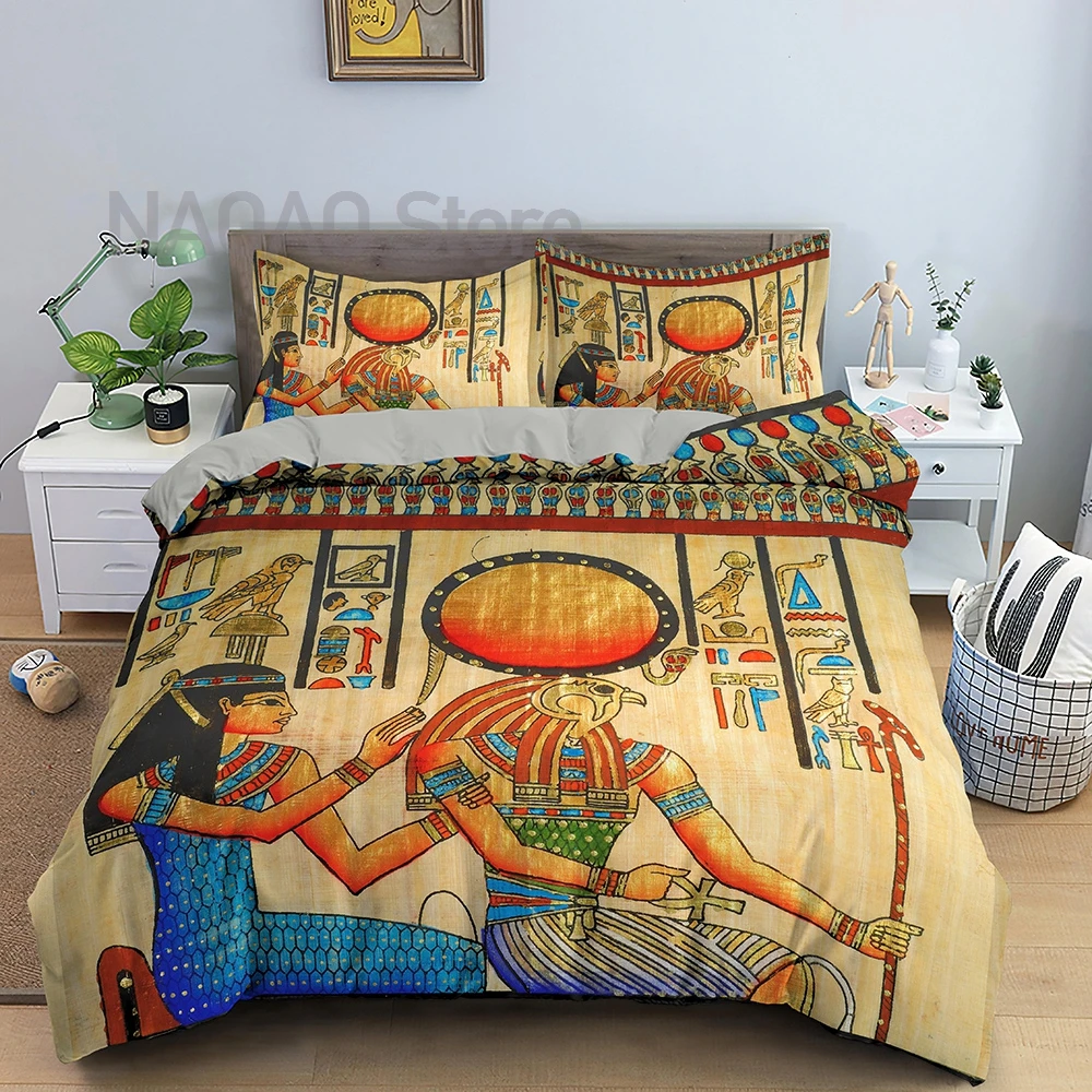 

Ancient Egypt Bedding Set Egyptian Civilization Duvet Cover King Twin Double Bedclothes With Pillowcase Home Textiles 2/3PCS