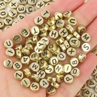 100200300500 шт., смешанные золотые буквы стандарта, плоские бусины алфавита для детской рукоделия, браслет, ожерелье