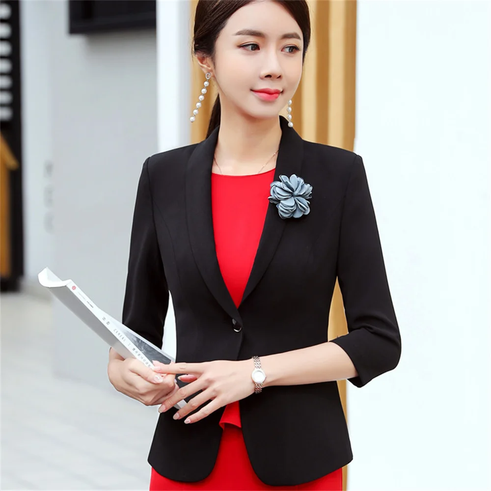 Women Formal Blazer 2023 New in Female Fashion Half Sleeve Slim Jacket Elegant Business Office Ladies External clothes