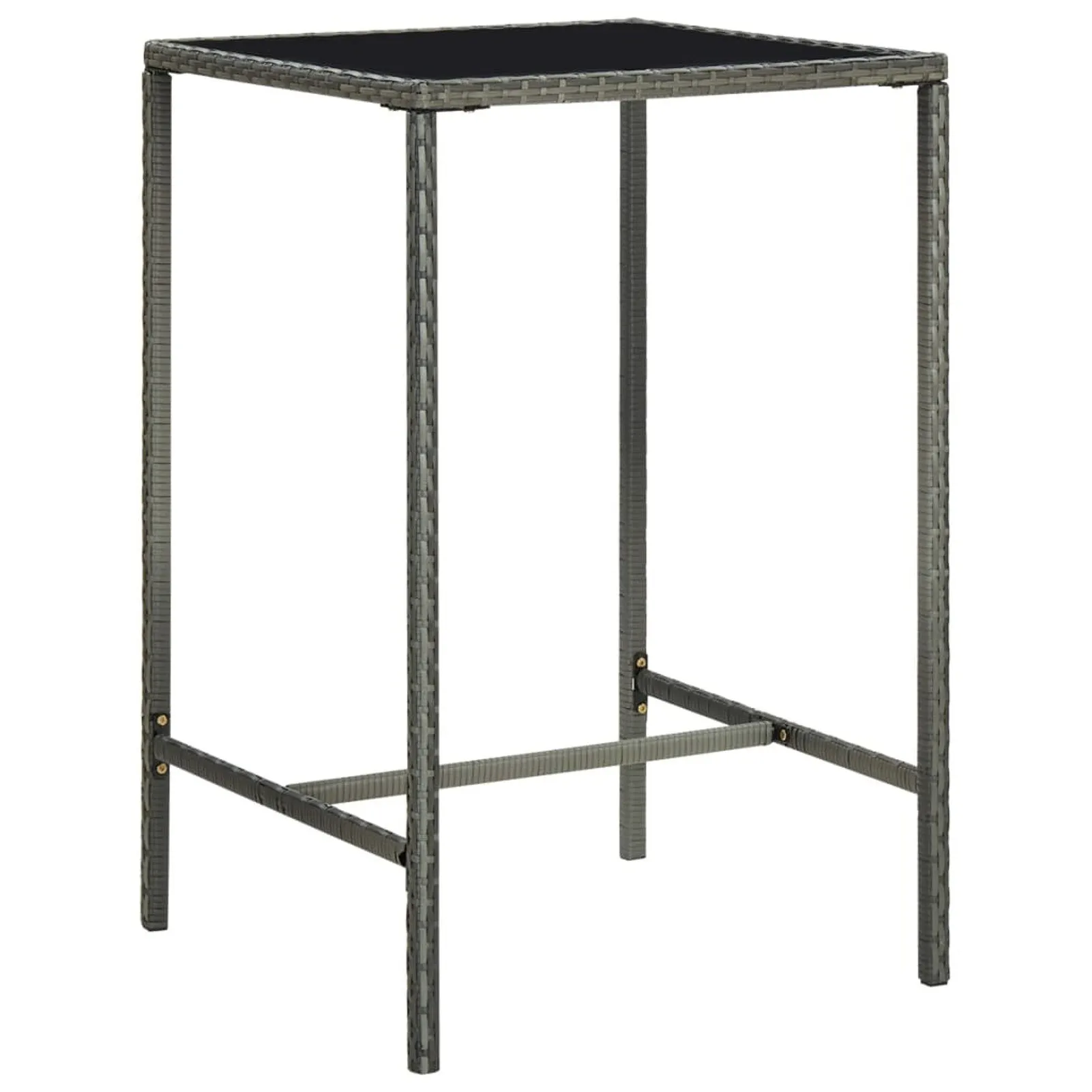 

Garden Bar Table Gray 27.6"x27.6"x43.3" Poly Rattan and Glass