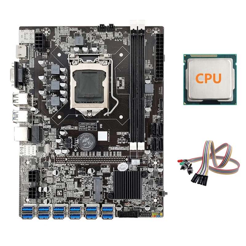 Материнская плата ETH B75 для майнинга материнская 12 PCIE на USB с процессором + двойной