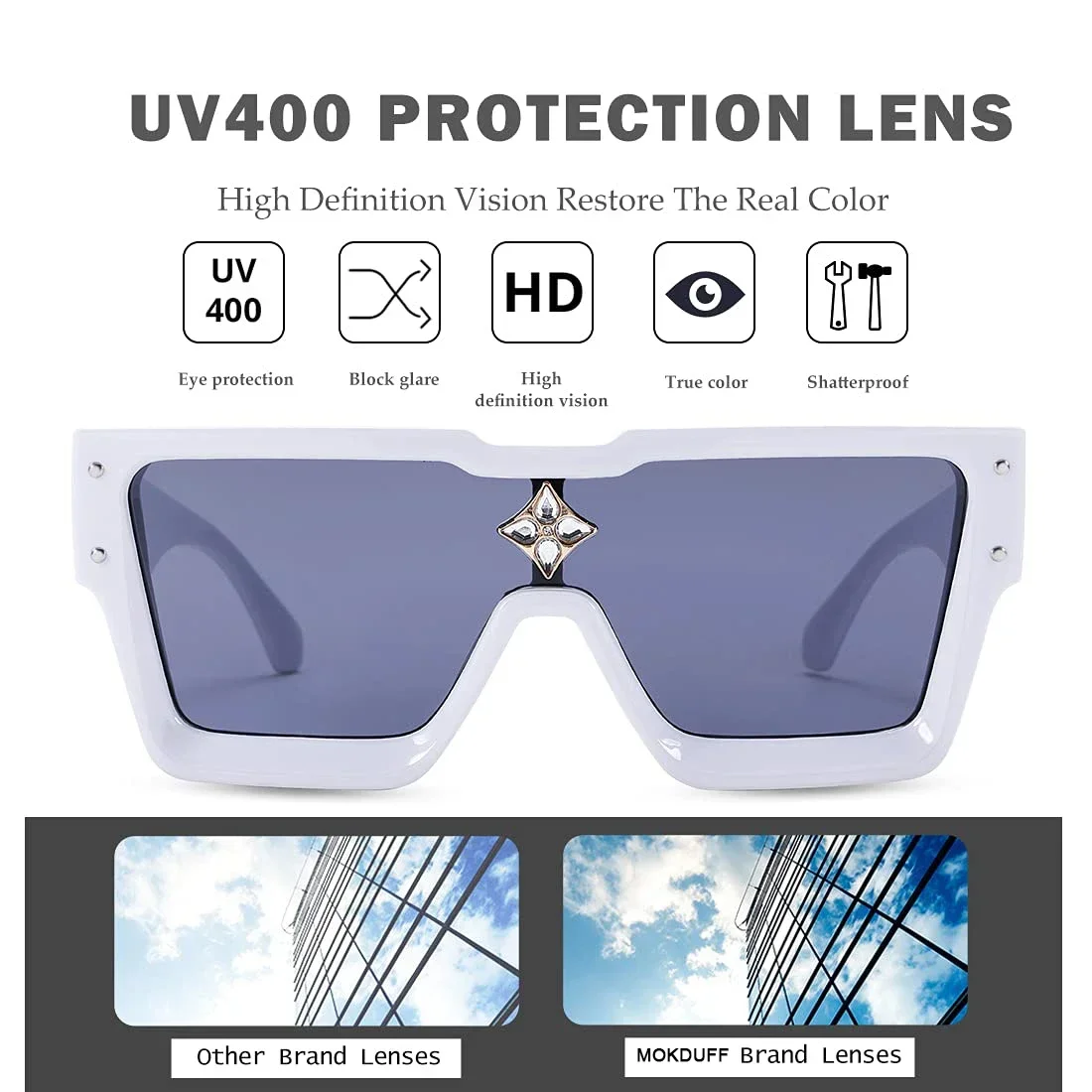 Солнцезащитные очки с квадратными линзами UV400 для мужчин и женщин