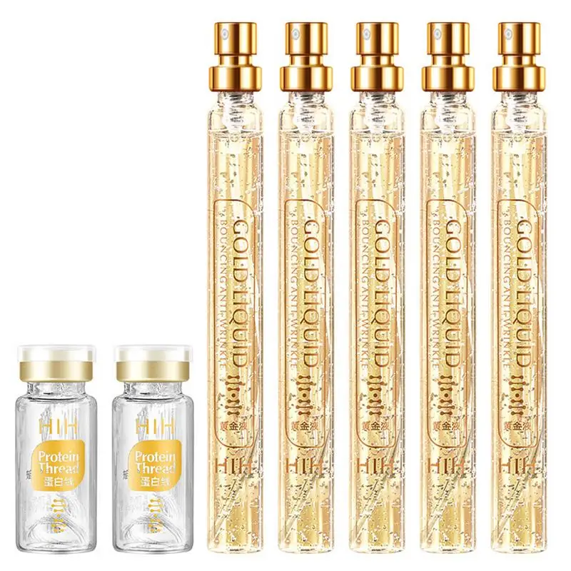 

Gold Face Serum Active Collagen Silk Thread Moisturize Shrink Pores Brighten Improve Fine Lines Lifting Firming Face Essence