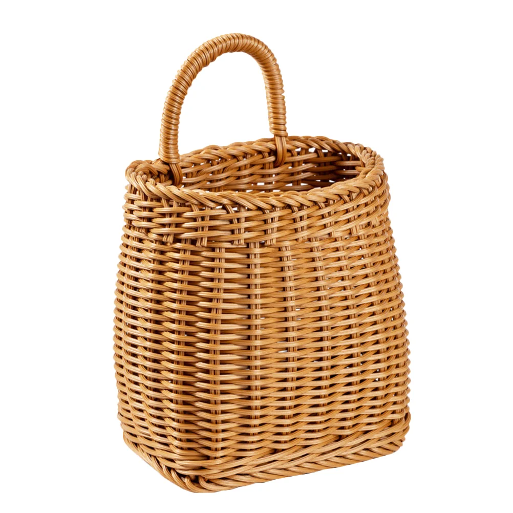 

Basket Hanging Flower Wall Baskets Planter Rattan Pot Woven Storage Holder Seagrass Vase Planters Wicker Utensil Rustic Pocket