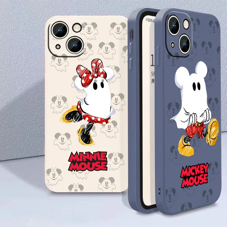 

NEW Mickey Mouse Ghost Phone Case For Apple iPhone 14 13 12 11 mini XS XR X Pro Max 8 7 6S 6 Plus Liquid Rope Cover