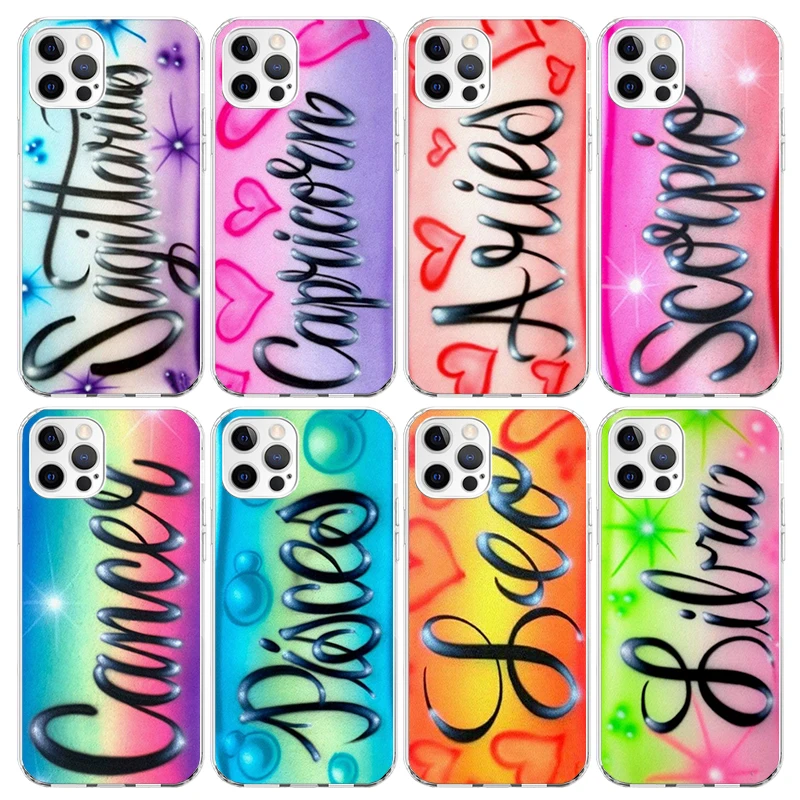 Aries Leo Libra Pisces Virgo Capricorn Phone Case for Apple iPhone 16 15 14 Plus 13 12 Mini 11 Pro Max X XR XS 7 + 7G 8G SE 2020