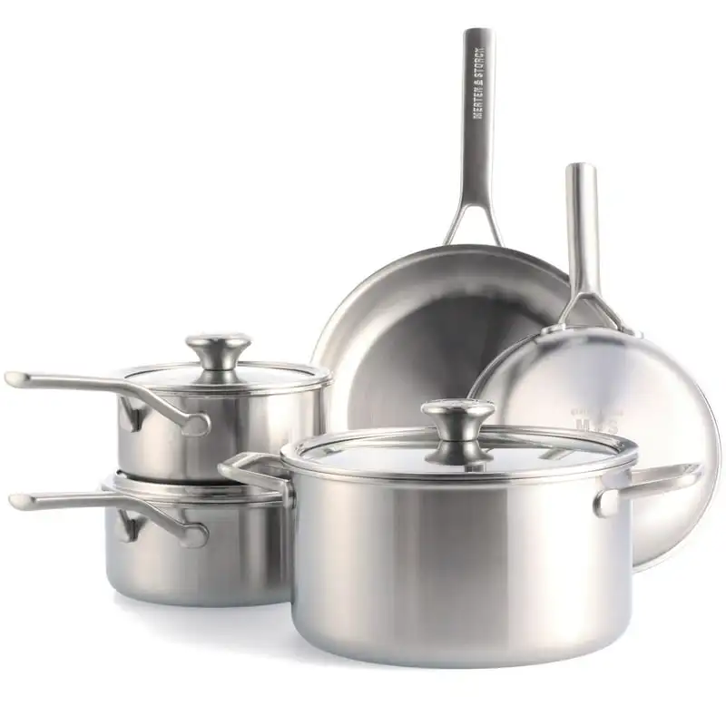 

Piece Stainless Steel Cookware Set, Silver, Oven Safe Plate for cooking in square cake pan Pizza accessories Silicone for air f