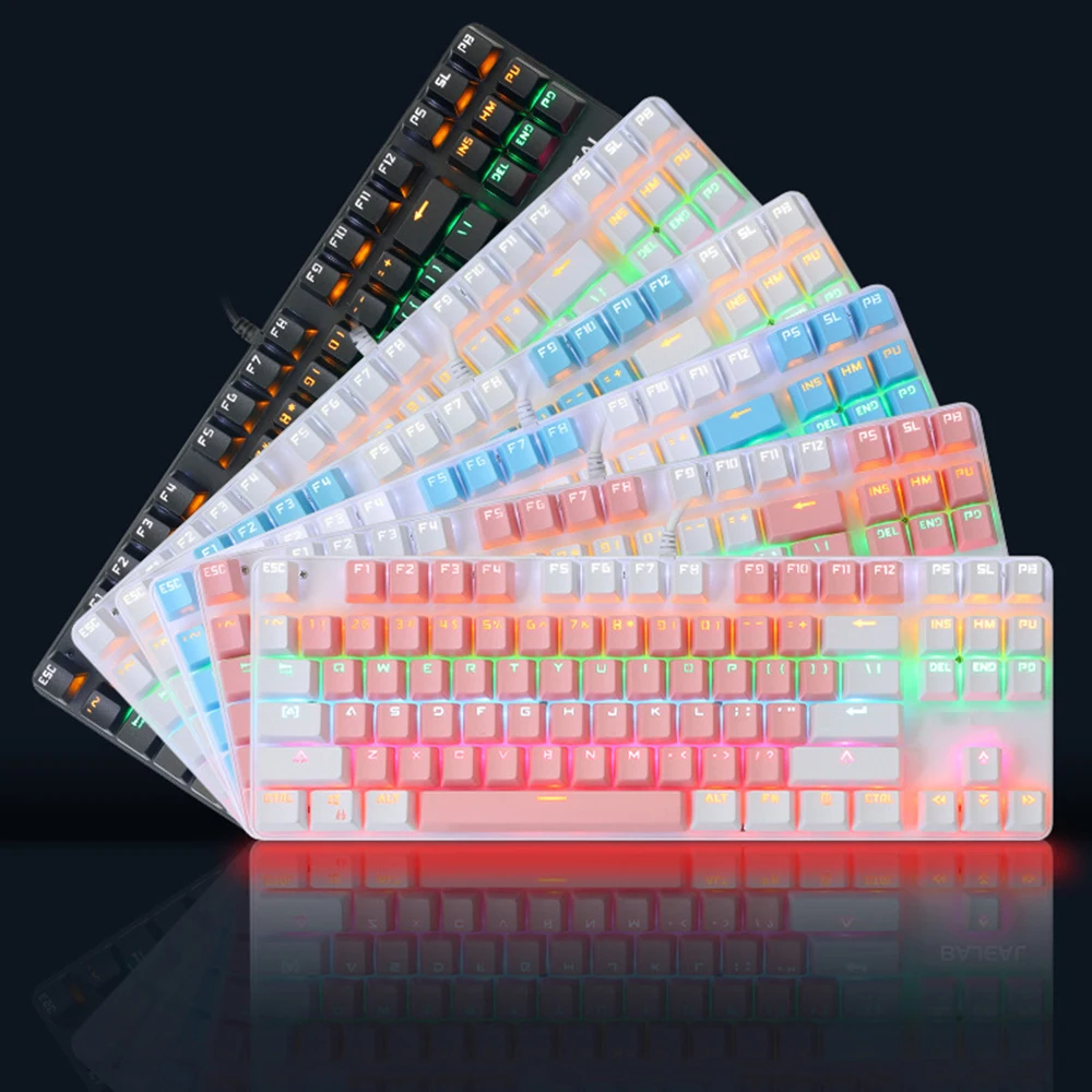 

87 keys Gaming Mechanical Keyboard Game Anti-ghosting Blue Switch Color Backlit Wired Keyboard For pro LOL Gamer Laptop PC