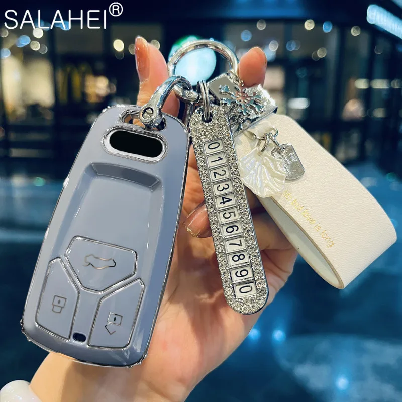 

TPU Car Key Case Cover Holder Protection For Audi A4 A5 A6 A7 Q3 Q5 Q7 E-tron Q8 S4 S5 S7 B9 8S 8W 4M TT TTS TFSI RS Accessories