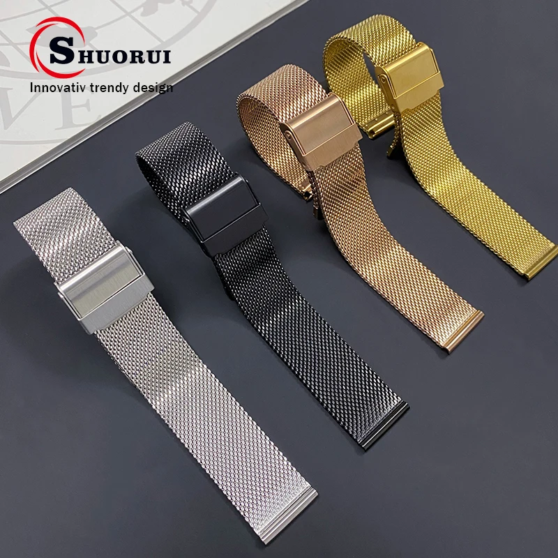 

For DW Watch Steel Belt Mesh Strap For Huawei Watch For Samsung Watch Universal Stainless Steel Bracelet For Apple Watch 12-22MM