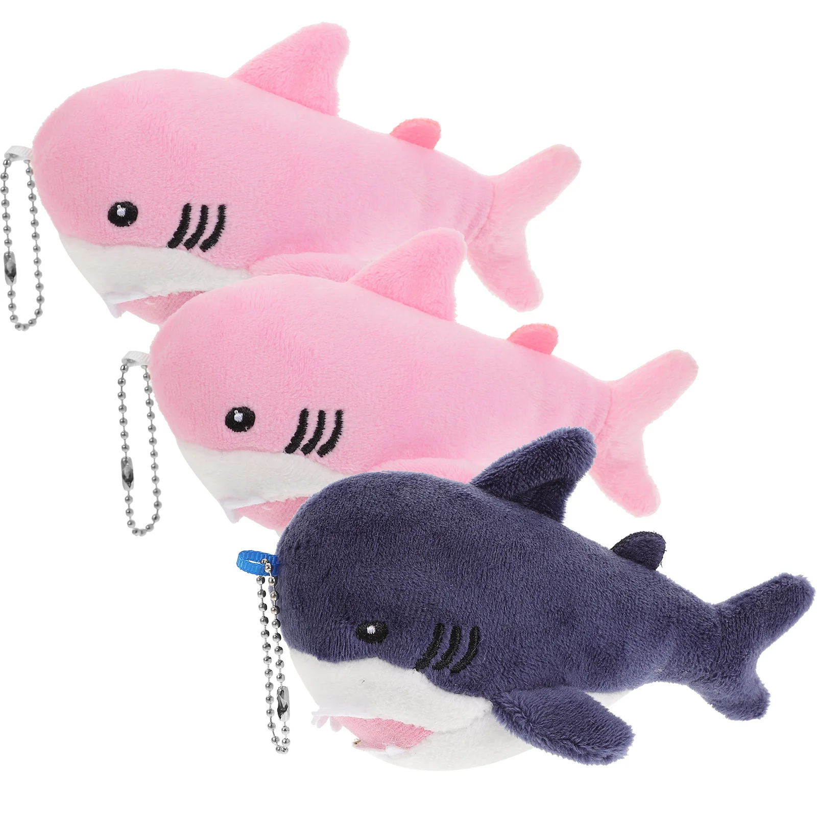 

3 Pcs Purse Keychain Pendants Shark Hanging Plush Car Decor Bags Backpack Charms Fluffy Linter Miss Wallets