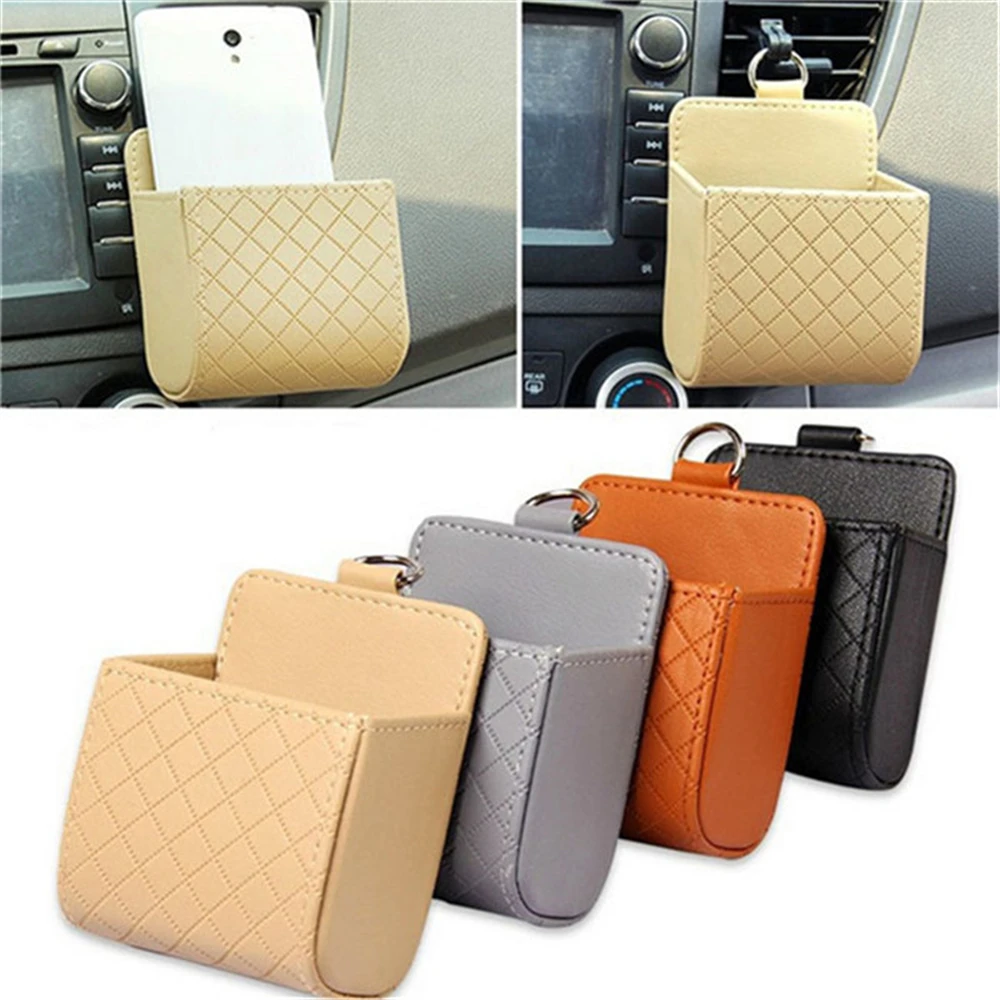 

Car Outlet Vent Seat Back Tidy Storage Box PU Leather Coin Bag Case Pocket Organizer Hanging Holder Pouch Automobile Accessories