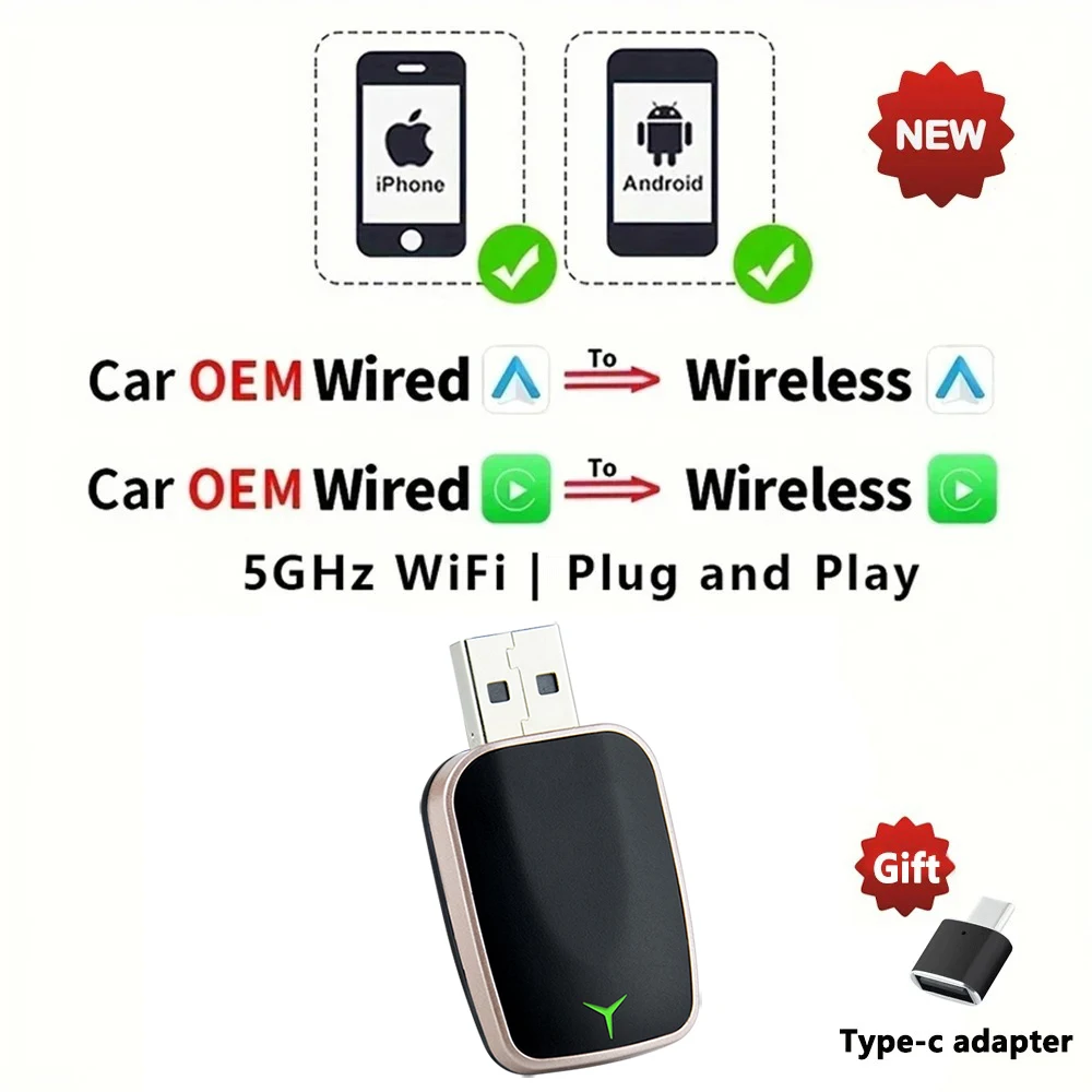 

EKIY 2in1 Беспроводной CarPlay Android Auto Адаптер AI Smart Box Интеллектуальная Автомобильная Система С Проводным CarPlay Д...