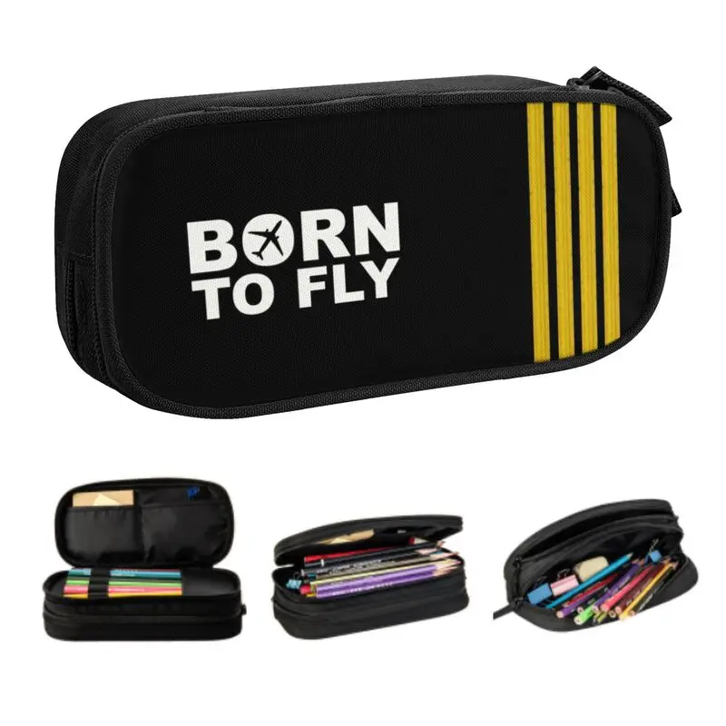 

Пенал Born To Fly Captain Stripe Kawaii для мальчиков и девочек, большой пенал для хранения, пилот, воздушный истребитель, канцелярские принадлежности для студентов