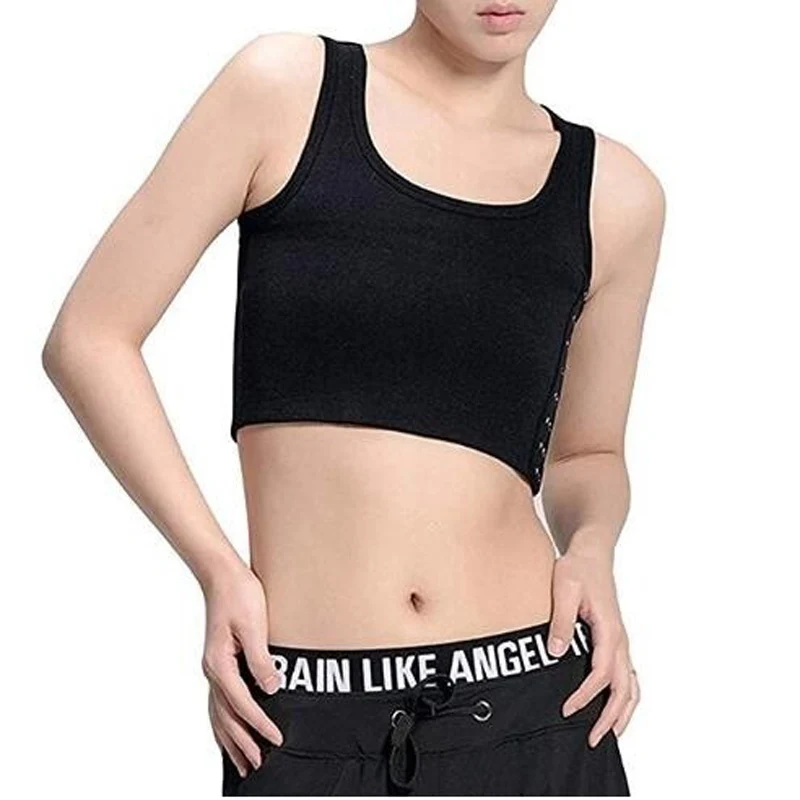 

HaleyChan Elastic Band 3 Rows of Hook Breathable Cotton Chest Binder for Women's Tomboy Trans Lesbian FTM Crop Top Corset Tops
