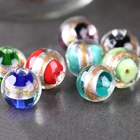 5pcs round shape 12mm foil lampwork glass loose beads for diy crafts jewelry making findings