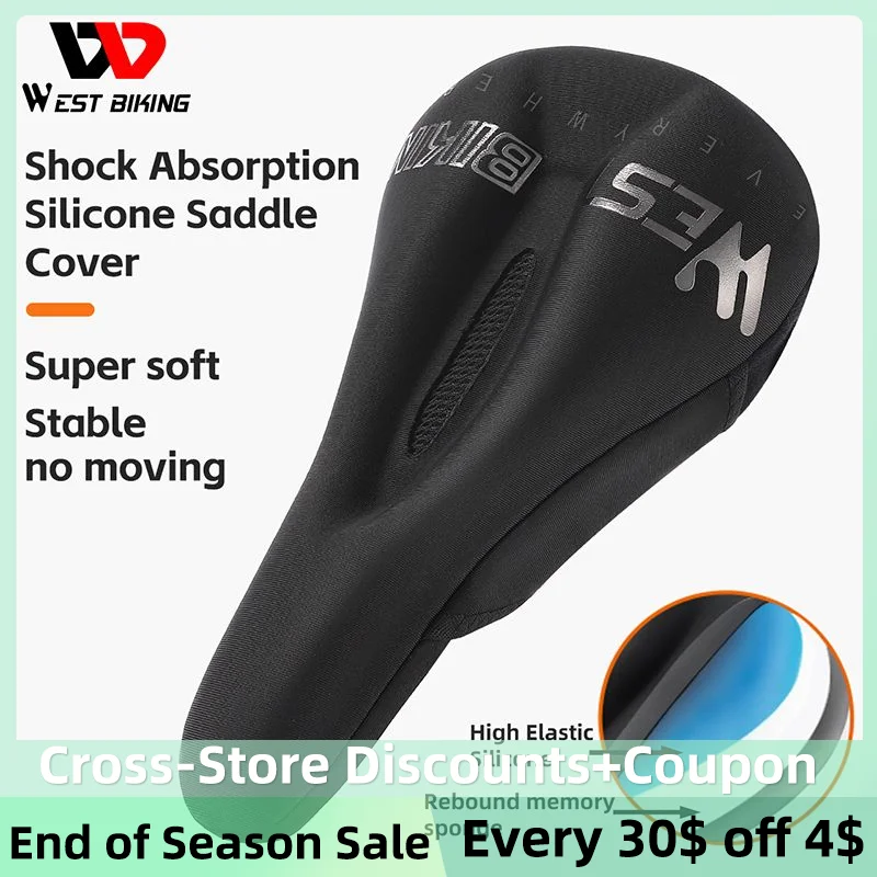 

WEST BIKING Bicycle Saddle Cover Breathable Non-slip Soft Comfortable Stable Durable Mtb Cushion Silicone Sponge Bike Seat Cover
