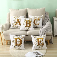 new golden englisch alphabet cushion cover nordic style sofa throw pillow case simple alphabet printed pillow cover home decor