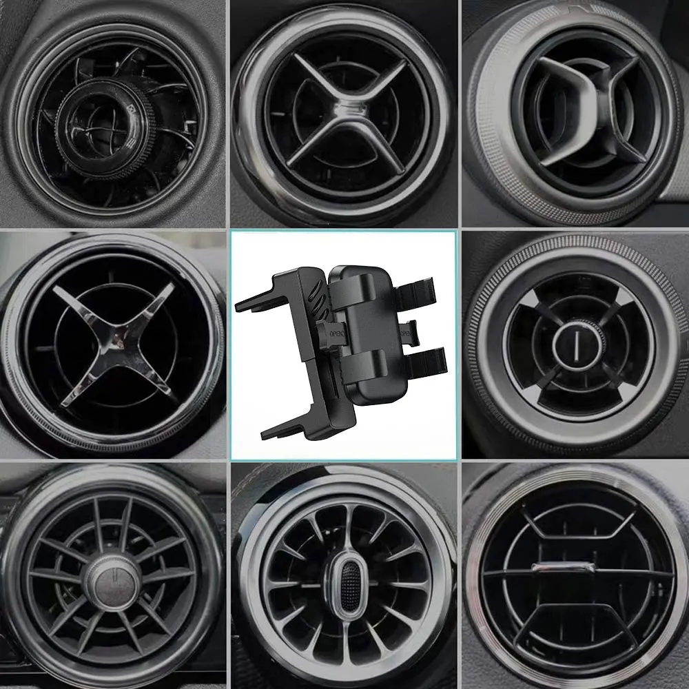 Car Round Vent Phone Mount Universal Vent Clip Cell Phone Holder 360 Rotation for iPhone and Other Android Phones