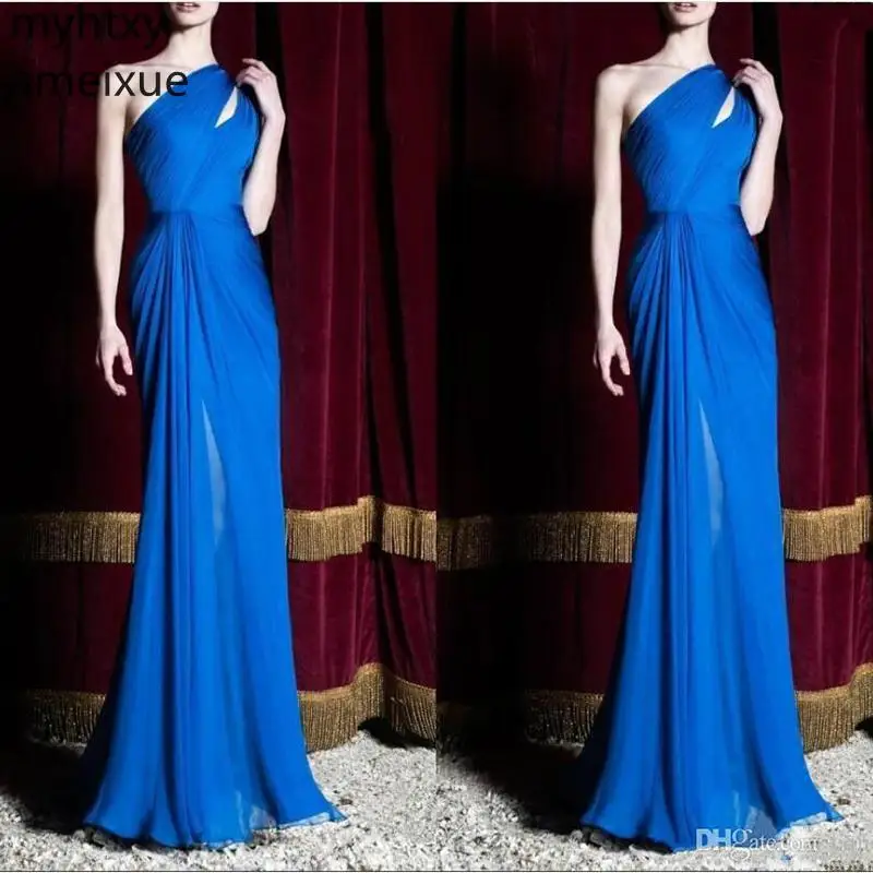 

Женское вечернее платье на одно плечо, синее Плиссированное Платье-футляр с одним открытым плечом, модель 2022
