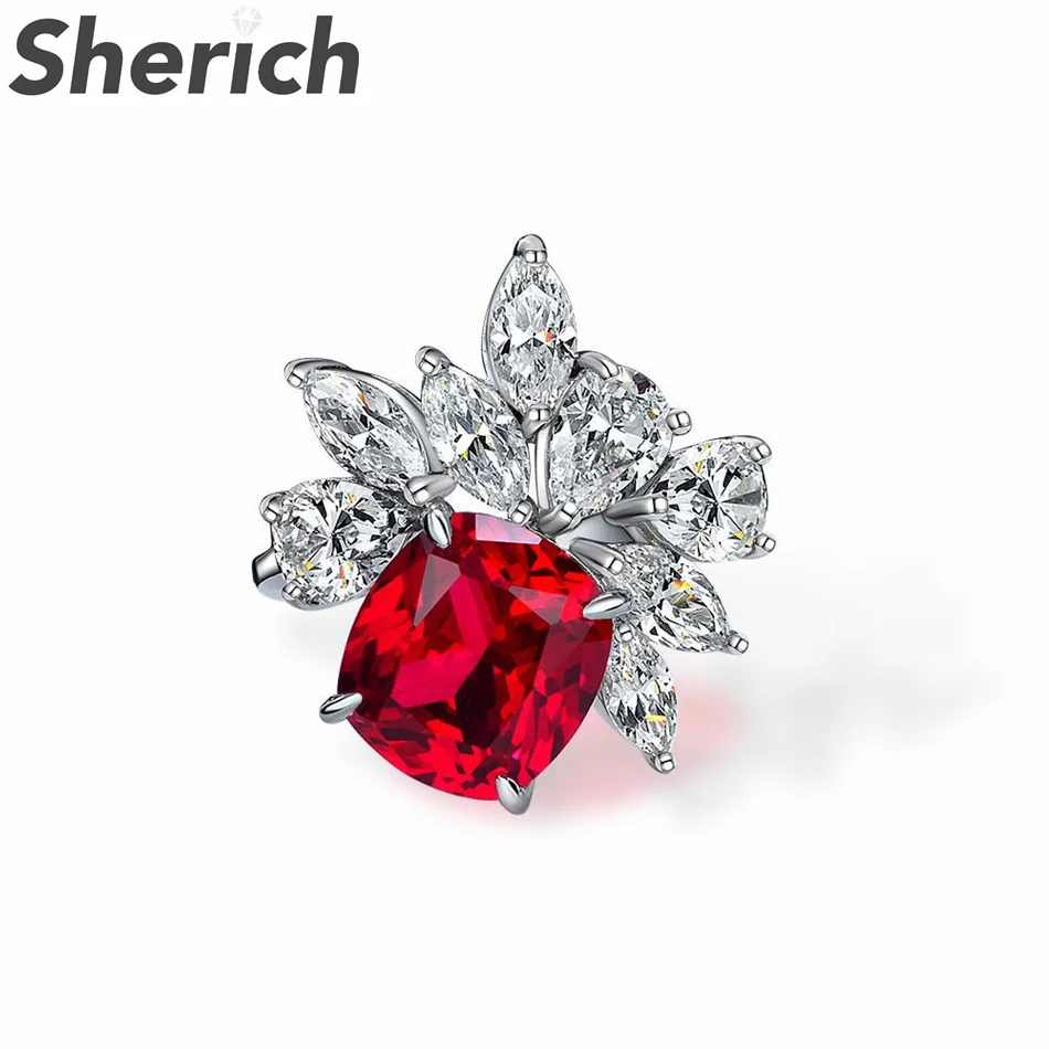 

Sherich Ice Flower Design Oval Sapphire Blood Red High Carbon Diamond S925 Sterling Silver Women Banquet Fine Jewelry New 2022