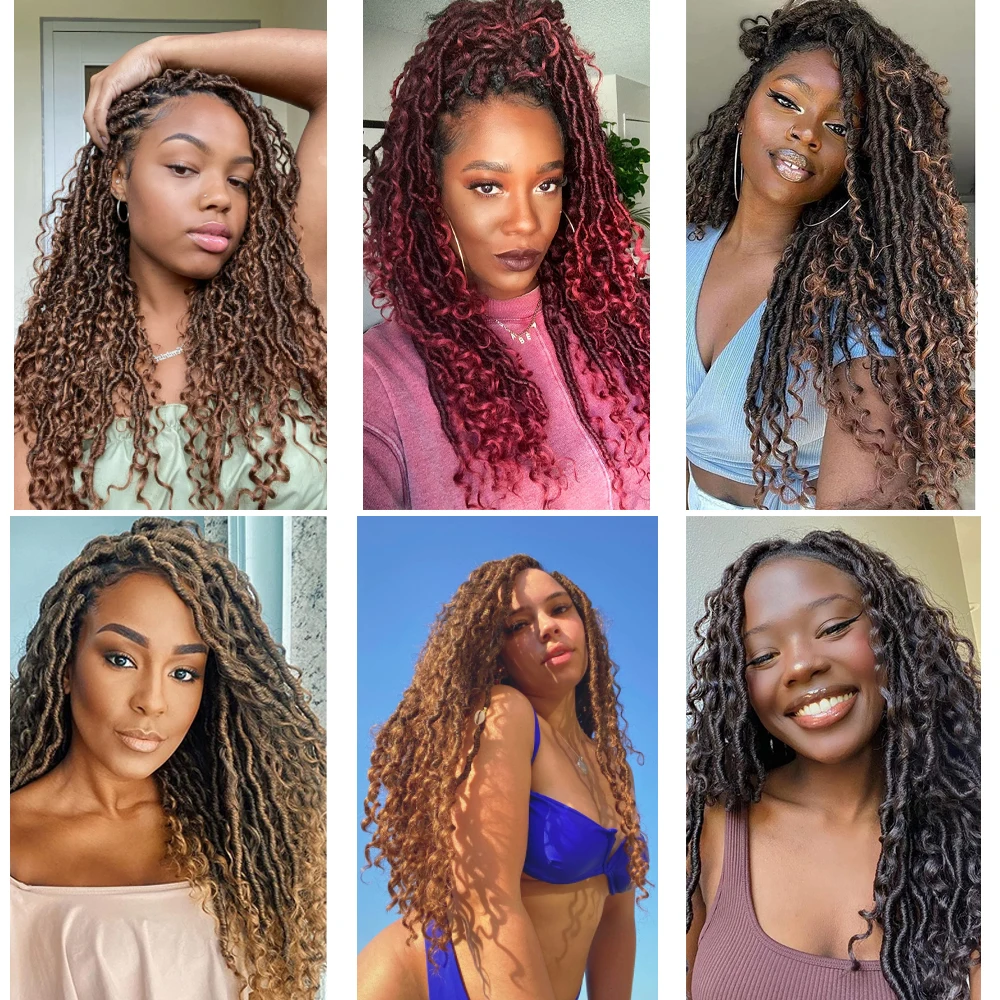 Goddess Faux Locs Crochet Hair Curly River Locs 26 Inches Long Braid Pre Looped Synthetic Braids Dreadlocks Hair Extensions SOKU images - 6