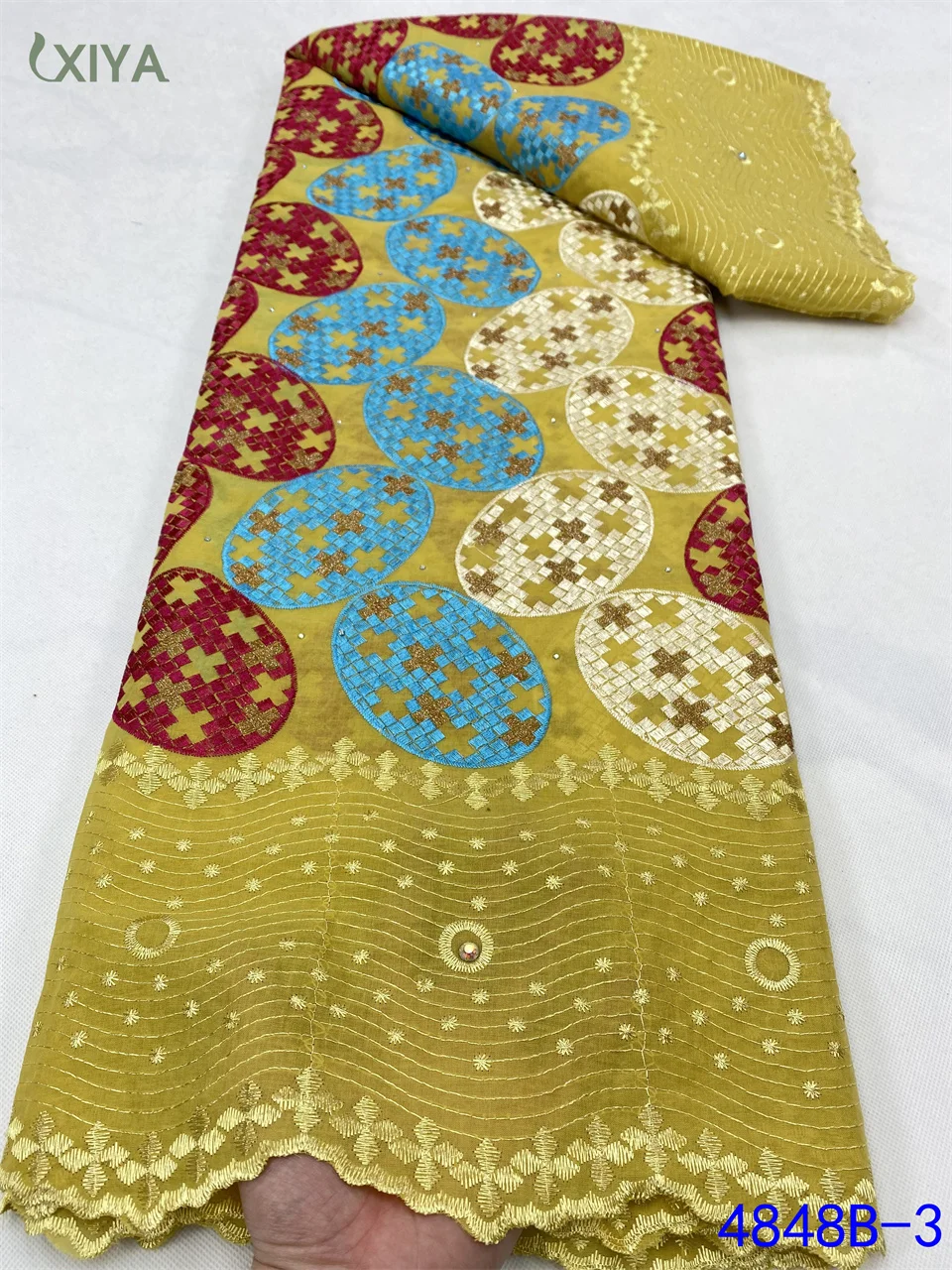 

African Dry Lace Fabric with Stones Nigerian Cotton Lace Materials for Wedding Sew Swiss Voile Lace in Switzerland APW4848B