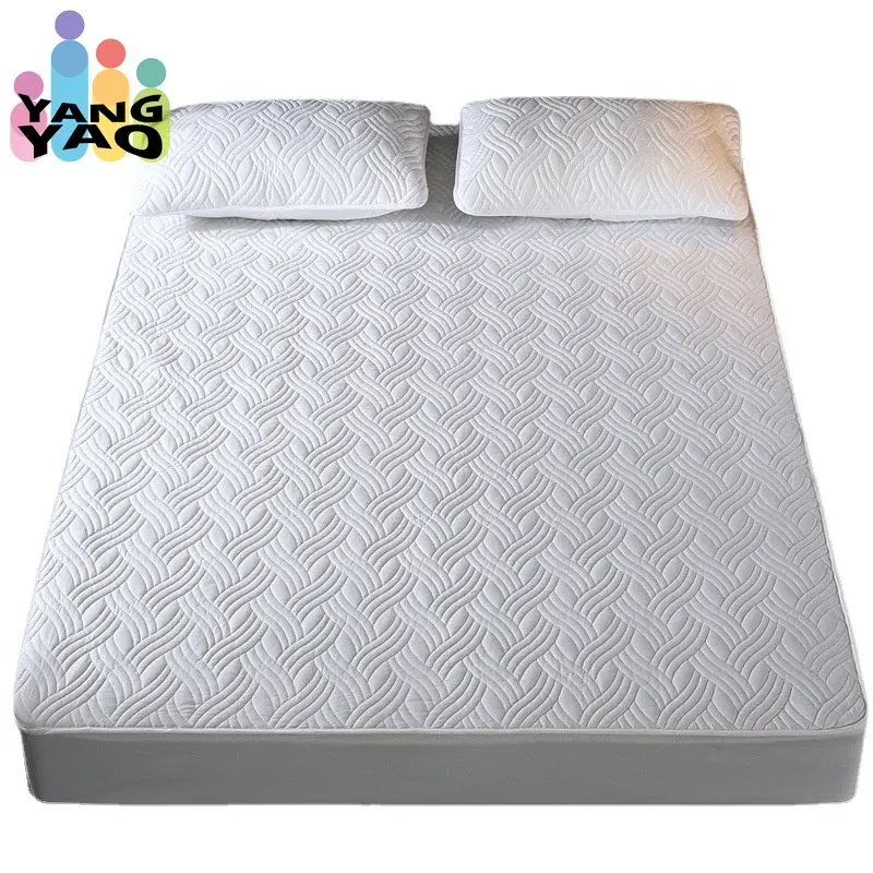 

White Hotel Anti-mite Quilted Mattress Cover Single King Customized Air-Permeable Bed Protector Cover Not Including Pillowcase