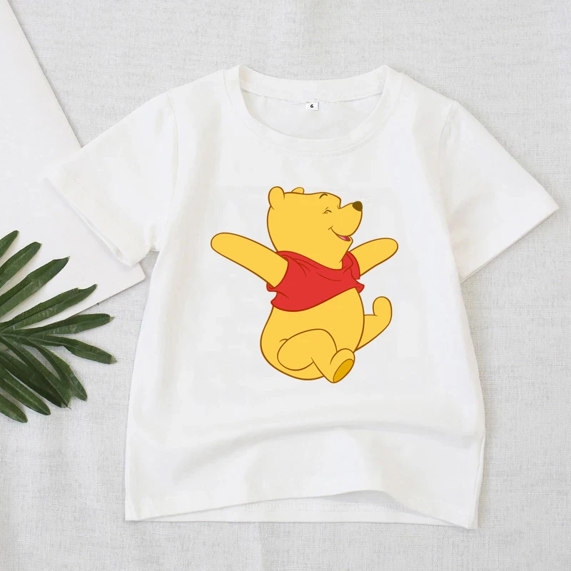 

Disney Winnie the Pooh Small Child Clothes Cotton Girl Boy Tshirts Summer Children Short Sleeve Tshirt Cartoon Pooh Bear Clothes