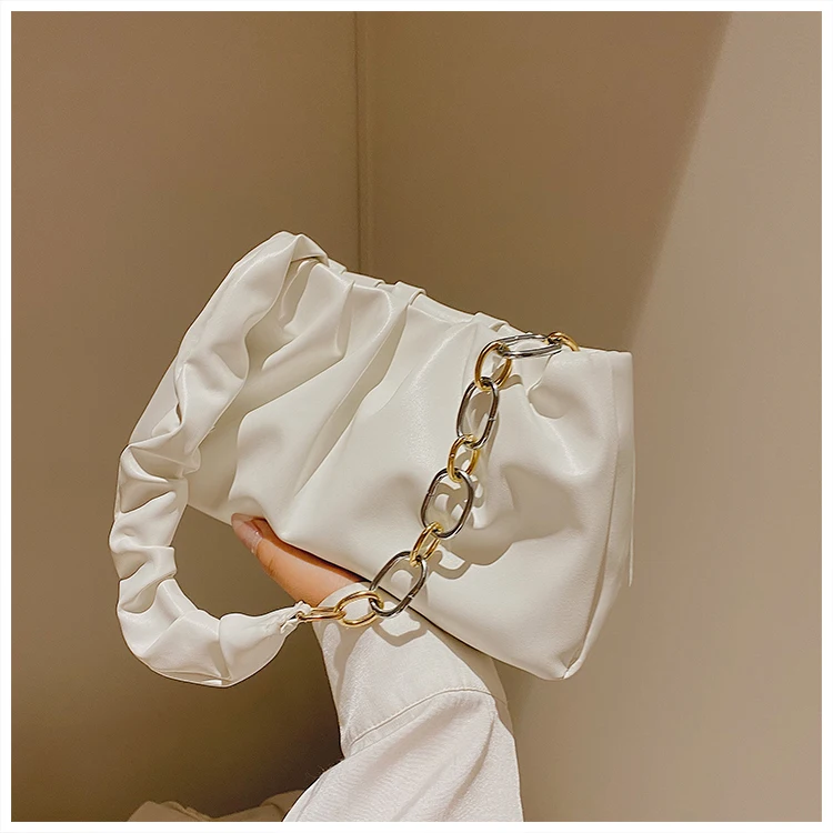 

PU Leather Crossbody Bag for Women Soft Fashion Solid Color 2022 Pleated Shoulder Handbags Travel Handbags Casual Ladies Tote