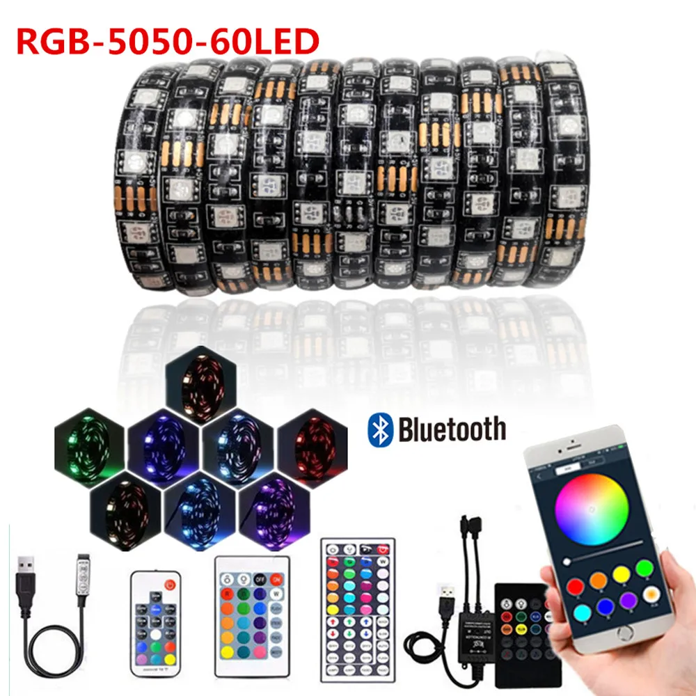 

Bluetooth APP usb LED Strip waterproof RGB LED Light 5V 5050SMD 60LEDs/M Lamp Tape Ribbon for TV backlight lights strips neon