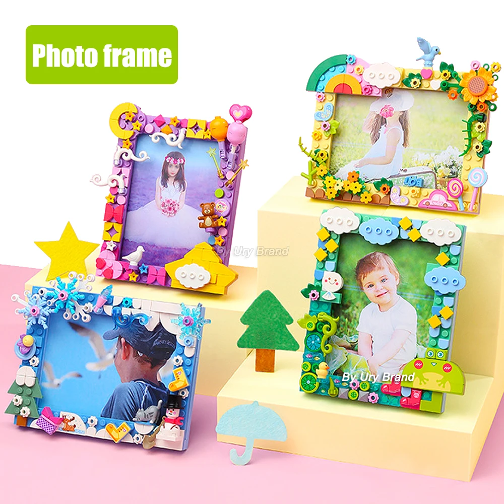 

Креативные строительные блоки 3D фоторамка морские цветы Сборная модель кирпичи игрушки настольное украшение для детей Рождественский под...