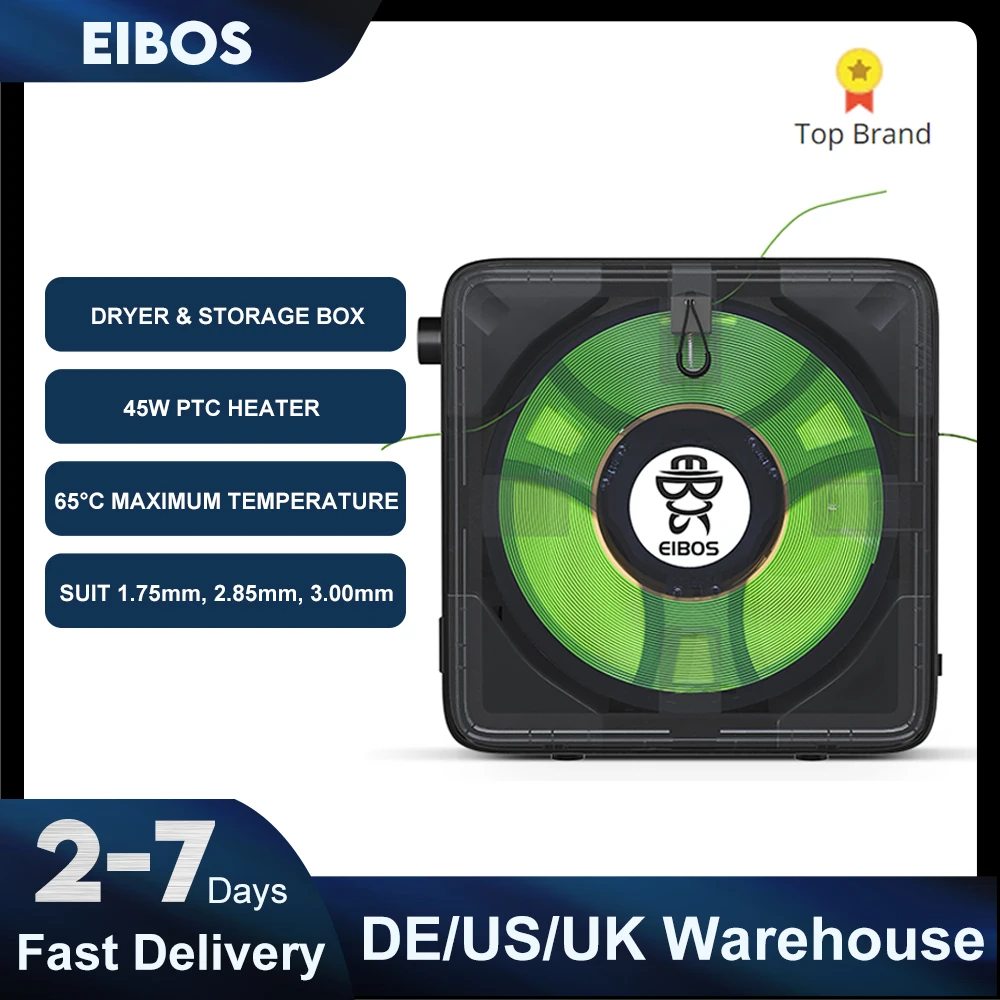 

EIBOS Filament Dryer 3D Printer Filament Dry Box with Fan, Temperature Control, 1.75mm 2.85mm 3.00mm, 40~65℃,Storage Box