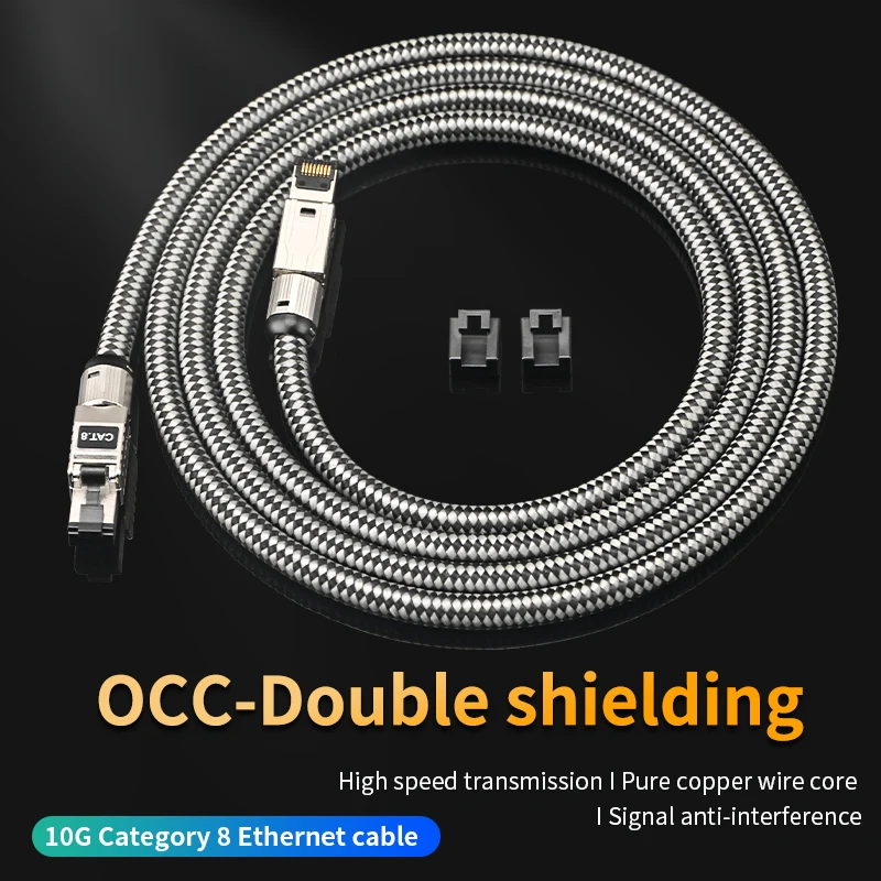 Сетевой Ethernet-Кабель Cat8 5N OCC cat8 rj45 40 Гбит/с 2000 МГц для ноутбука PS4 Wi-Fi маршрутизатора
