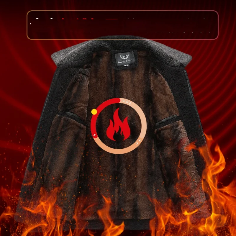 Мужская Утепленная куртка с флисовой подкладкой теплая шерстяная для среднего и