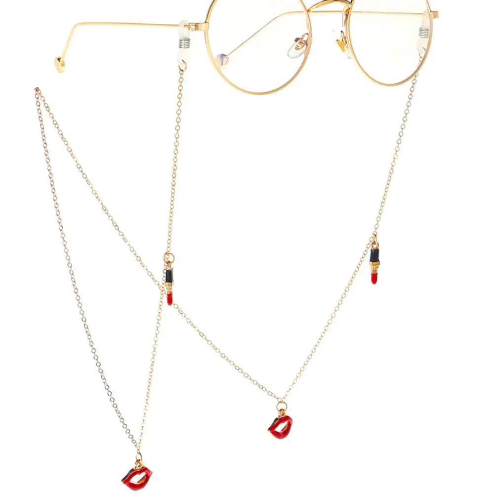 

Girls Reading Copper Lips Lipstick Glasses Chains Necklace Sunglasses Rope Strap Spectacles Chain Eyeglasses Holder