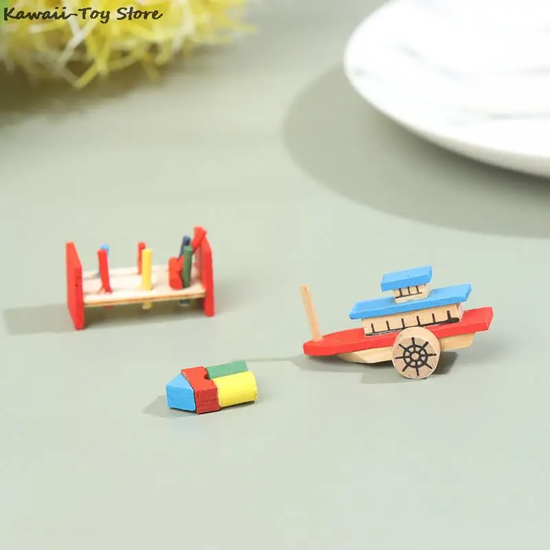 

1/12 Scale Dollhouse Miniature Croquet Set Train Bear Toy For OB11 Middle Blyth Doll House Decoration Accessories Toy