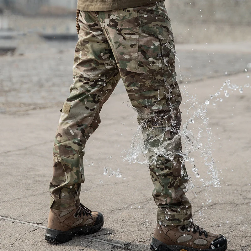 

Men's Camouflage Overalls Pants Army Fans Outdoor Training Climbing Waterproof Wearproof Multi-pocket Tactical Military Trousers