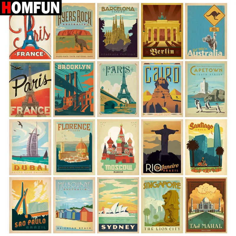 

HOMFUN Full Diamond Embroidery "Scenery Poster Castle" Diamond Painting Cross Stitch Patterns Rhinestone Unfinished Home Decor