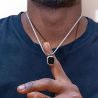 vnox geometric square necklaces for men enamel square pendant with rope cuban figaro box chain casual vintage cool collar