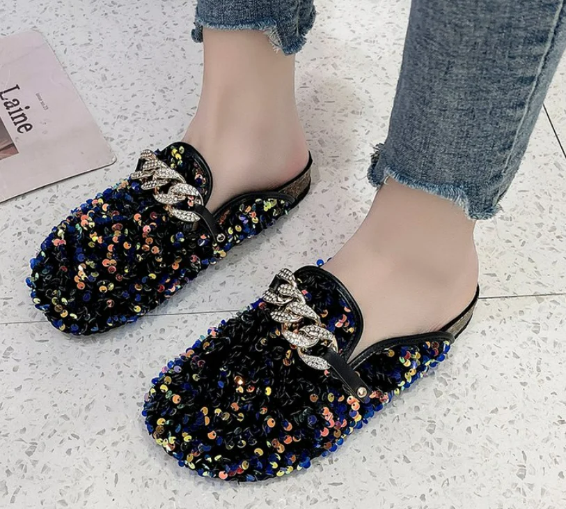 

Hot Trend Design Women Sandals Thick Platform Wedge Golden Chain Slippers Fashion Modern Shoes Ladies Quality Shoes