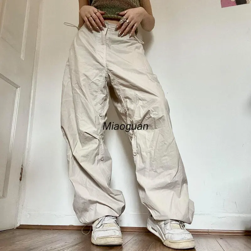 

Oversized Solid Joggers Tech Pants High Waist Streetwear Fashion Brown Baggy Trousers Casual Vintage Style Clothes Casual Sports