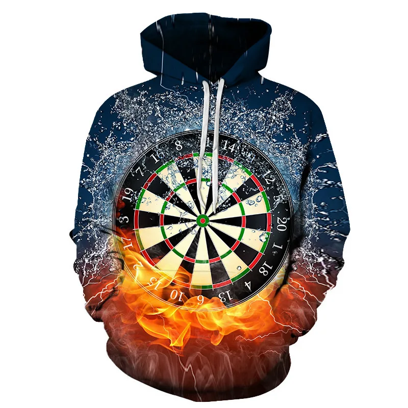 

2021 Hot Sale 3D Dart Board Hoodie Men's Casual Pullover Winter and Autumn Fashion Print Throwing Dartboard Sportswear Funny Top
