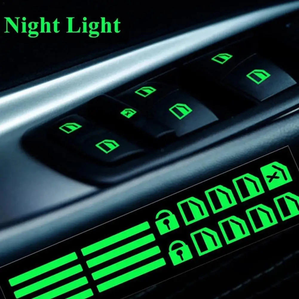 

Светящиеся наклейки на окно автомобиля, флуоресцентные переключатели для подъема автомобиля, аксессуары для автомобиля