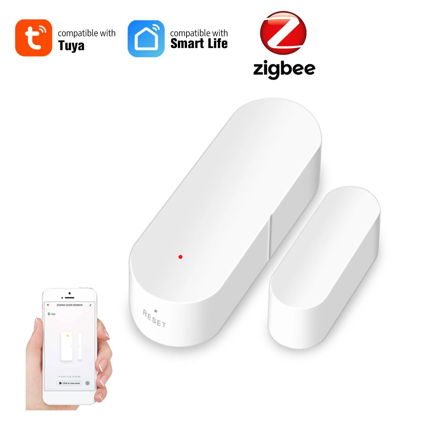 

Умный датчик ZigBee для окон и дверей, магнитная система безопасности для дома, с оповещением об открытии дверей, дистанционным управлением че...