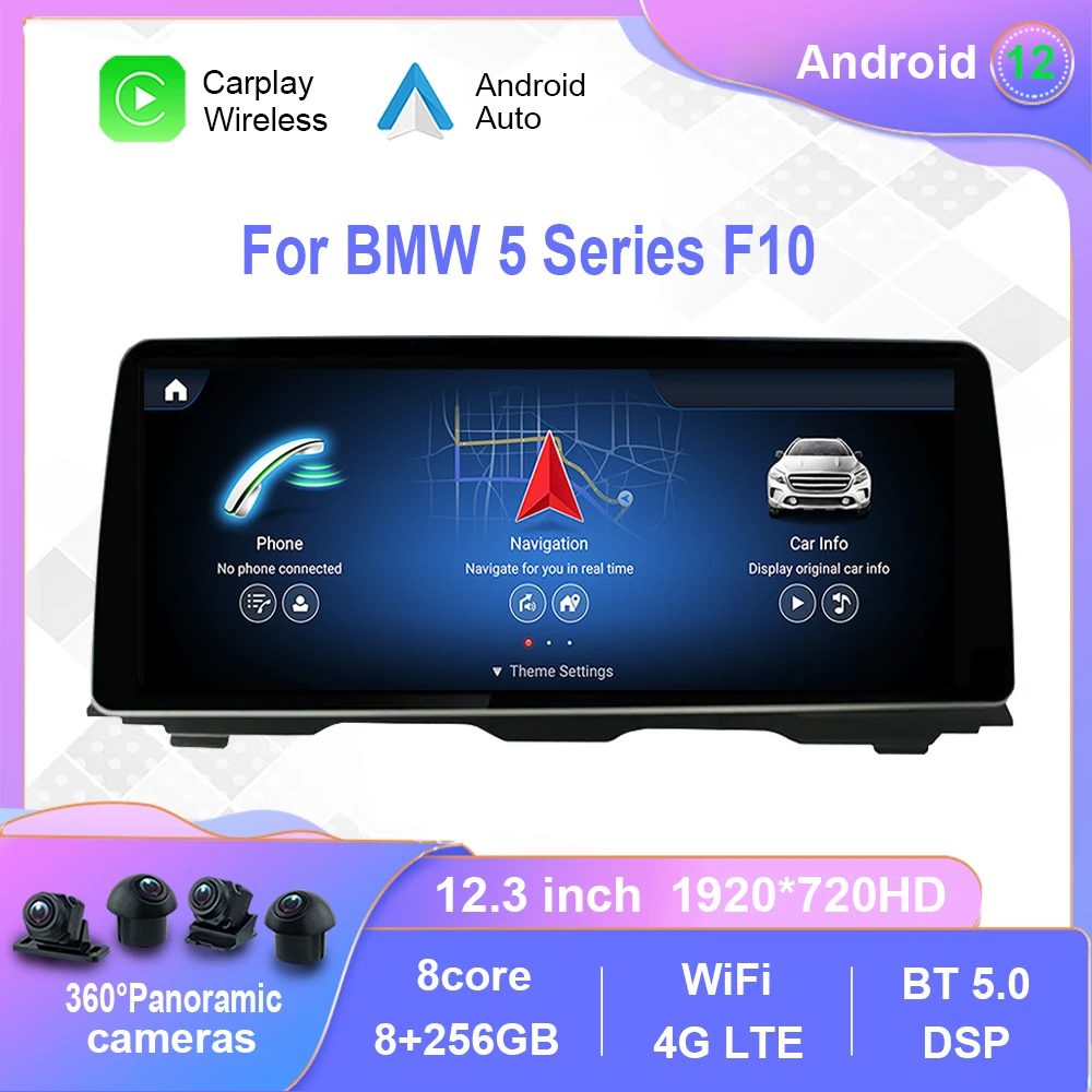 

12.3" inch Android 12 Car GPS Navigation No DVD Player for BMW 5 Series F10 F11 520 2011-2016 CIC NBT
