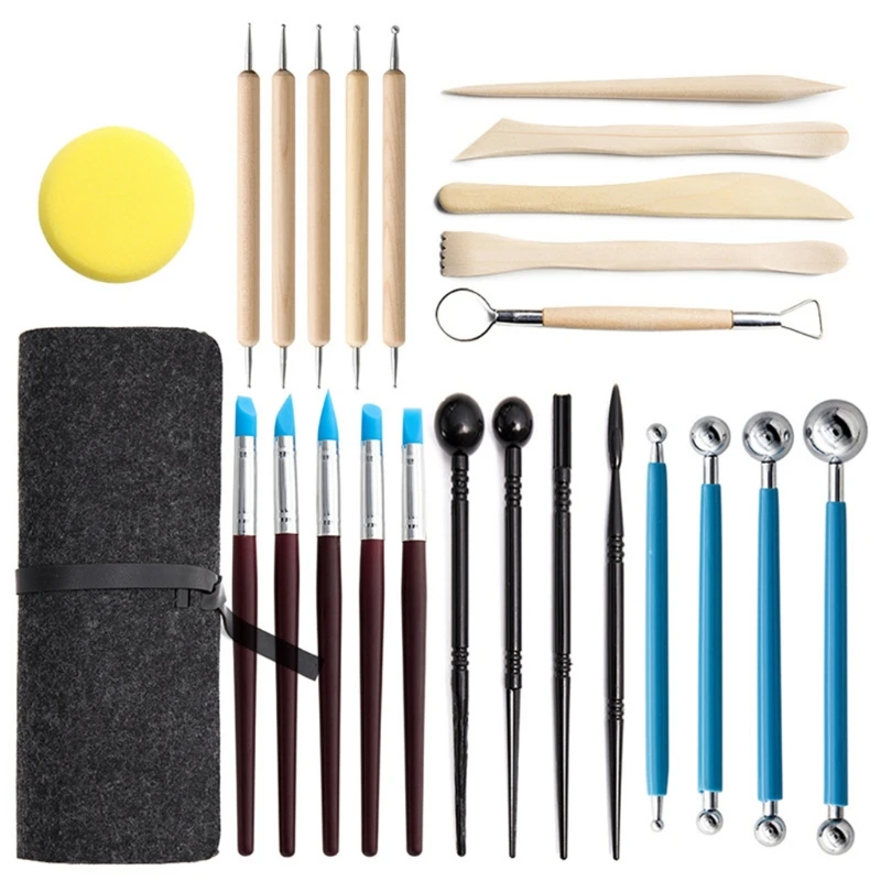 

25pcs Ball Stylus Clay Sculpting Tools Set Professional Carving Point Drill Pen Scraper Kit Sculpture Pottery Tool
