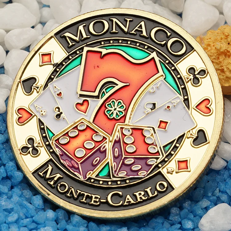 

NEW Casino Monaco Good Luck Chip Challenge Coin Committed Metal Poker Chip Lucky Coin Golden Plated Souvenir Collection Gift